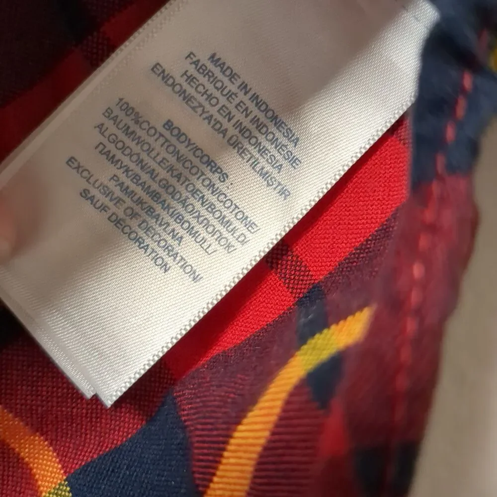 Ralph Lauren Red Black Yellow Plaid Button Down Cotton Shirt Boys Size 18 Months